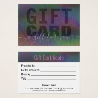Brushed Metal Rainbow Holographic Gift Card Purple