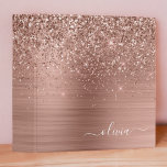 Brushed Metal Rose Gold Pink Glitter Monogram<br><div class="desc">Rose Gold - Blush Pink Faux Foil Metallic Sparkle Glitter Brushed Metal Monogram Name Binder. This makes the perfect sweet 16 birthday,  wedding,  bridal shower,  anniversary,  baby shower or bachelorette party gift for someone that loves glam luxury and chic styles.</div>