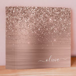 Brushed Metal Rose Gold Pink Glitter Monogram 3 Ring Binder<br><div class="desc">Rose Gold - Blush Pink Faux Foil Metallic Sparkle Glitter Brushed Metal Monogram Name Binder. This makes the perfect sweet 16 birthday,  wedding,  bridal shower,  anniversary,  baby shower or bachelorette party gift for someone that loves glam luxury and chic styles.</div>