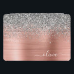 Brushed Metal Rose Gold Silver Glitter Monogram<br><div class="desc">Rose Gold - Blush Pink and Silver Faux Foil Metallic Sparkle Glitter Brushed Metal Monogram Name Laptop Case. This makes the perfect sweet 16 birthday,  wedding,  bridal shower,  anniversary,  baby shower or bachelorette party gift for someone that loves glam luxury and chic styles.</div>
