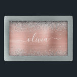 Brushed Metal Rose Gold Silver Glitter Monogram Belt Buckle<br><div class="desc">Rose Gold - Blush Pink and Silver Faux Foil Metallic Sparkle Glitter Brushed Metal Monogram Name Belt Buckle. This makes the perfect graduation, sweet 16 16th, 18th, 21st, 30th, 40th, 50th, 60th, 70th, 80th, 90th, 100th birthday, wedding, bridal shower, anniversary, baby shower or bachelorette party gift for someone that loves...</div>
