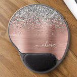 Brushed Metal Rose Gold Silver Glitter Monogram Gel Mouse Pad<br><div class="desc">Rose Gold - Blush Pink  and Silver Faux Foil Metallic Sparkle Glitter Brushed Metal Monogram Name and Initial Mousepad (Mouse Pad). This makes the perfect sweet 16 birthday,  wedding,  bridal shower,  anniversary,  baby shower or bachelorette party gift for someone that loves glam luxury and chic styles.</div>