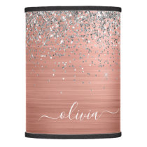 Brushed Metal Rose Gold Silver Glitter Monogram Lamp Shade