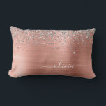 Brushed Metal Rose Gold Silver Glitter Monogram Lumbar Pillow<br><div class="desc">Rose Gold - Blush Pink and Silver Faux Foil Metallic Sparkle Glitter Brushed Metal Monogram Name and Initial Lumbar Pillow. This makes the perfect sweet 16 birthday,  wedding,  bridal shower,  anniversary,  baby shower or bachelorette party gift for someone that loves glam luxury and chic styles.</div>