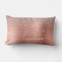 Brushed Metal Rose Gold Silver Glitter Monogram