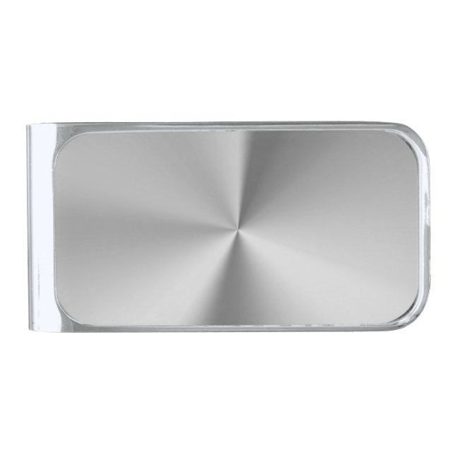 Brushed metal silver finish money clip (Front)
