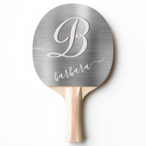 Brushed Metal Silver Personalized Ping Pong Paddle