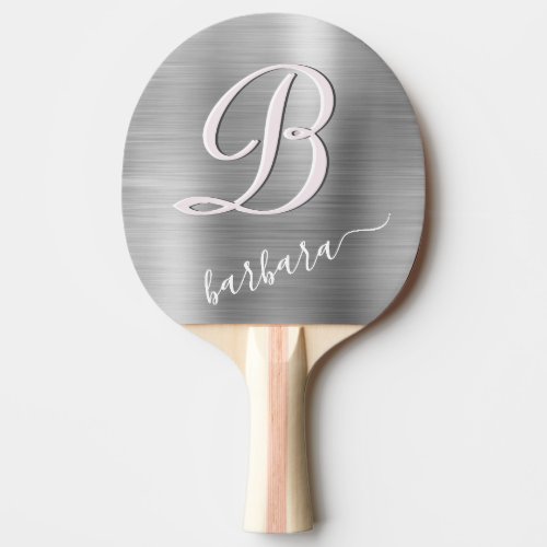 Brushed Metal Silver Personalized Ping Pong Paddle