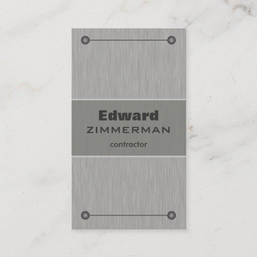Customizable Brushed Metal: Silver Textured Business Card
