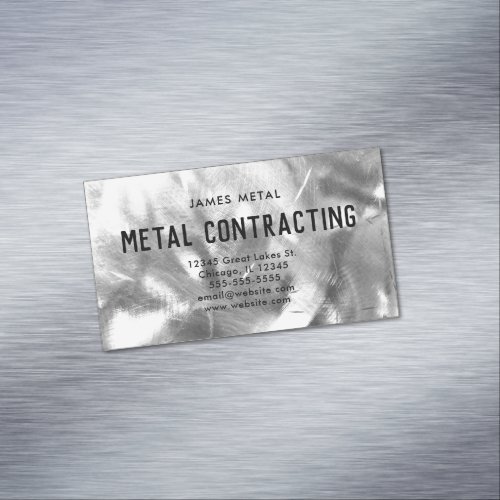 Brushed Metal Texture Photo Business Card Magnet