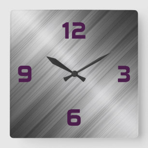 Brushed Metal Texture Square Wall Clock
