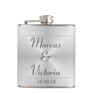 Brushed metal wedding flask