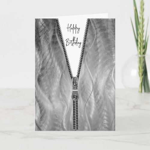 Brushed Metal with Zipper for Birthday Card