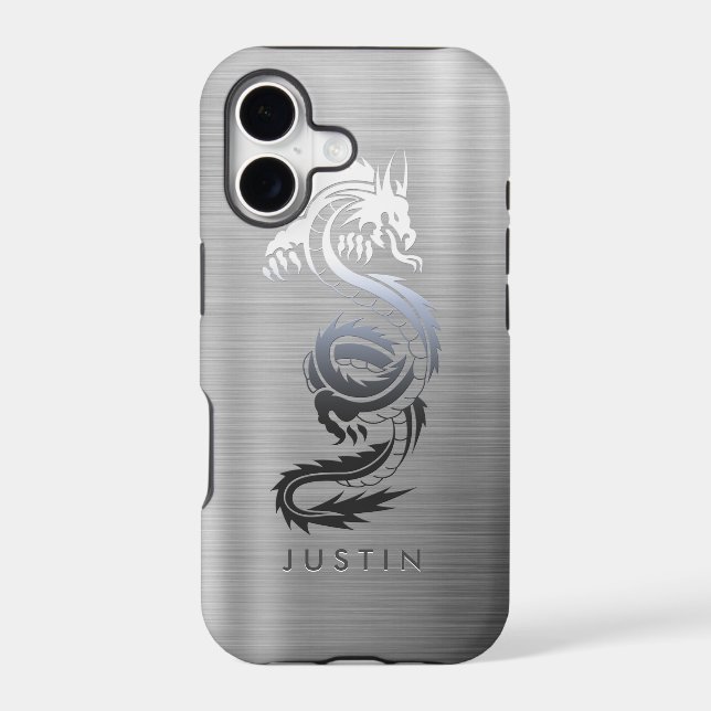 Brushed Metallic Dragon Iphone Case (Back)
