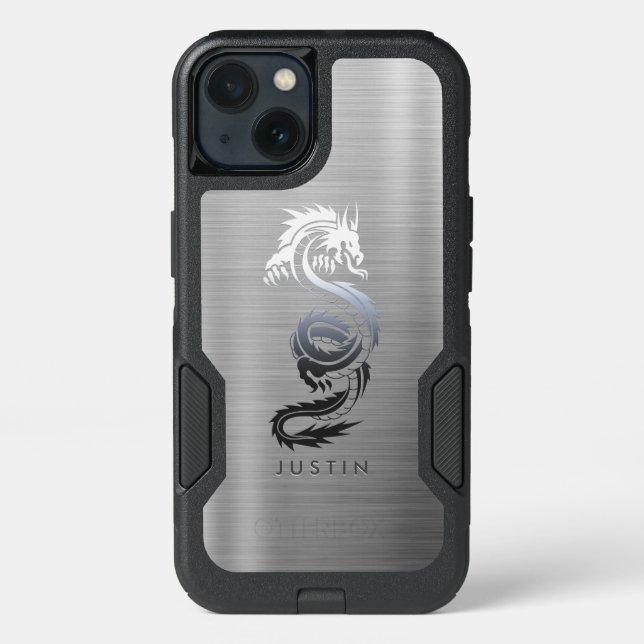 Brushed Metallic Dragon Otterbox iPhone Case (Back)