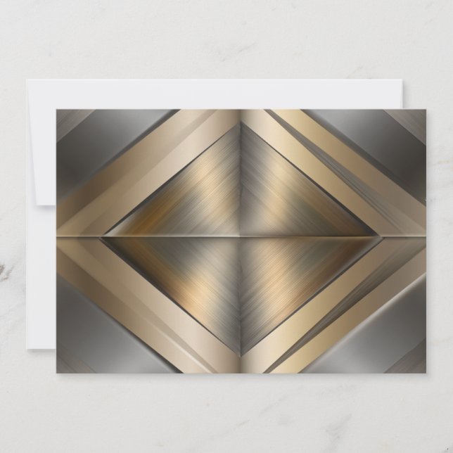 Brushed Metallic Geometric Diamond Pattern Holiday Card (Front)