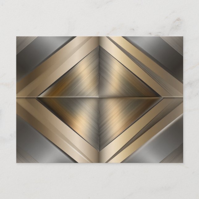 Brushed Metallic Geometric Diamond Pattern Invitation Postcard (Front)