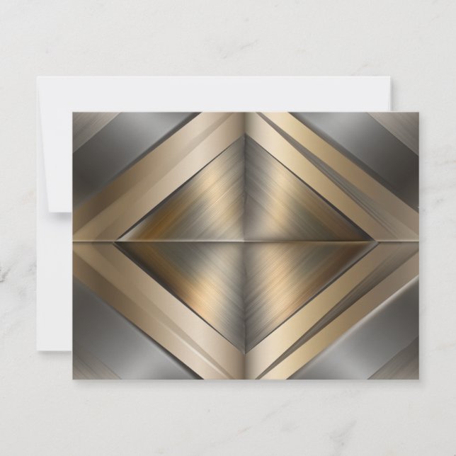 Brushed Metallic Geometric Diamond Pattern Note Card (Front)