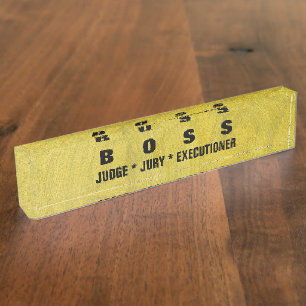 Brushed Metallic Gold Funny Desk Nameplates. Name Plate