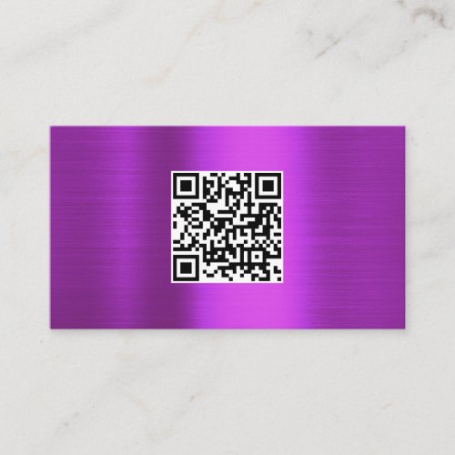 Brushed Metallic Purple QR Code Business Logo Business Card