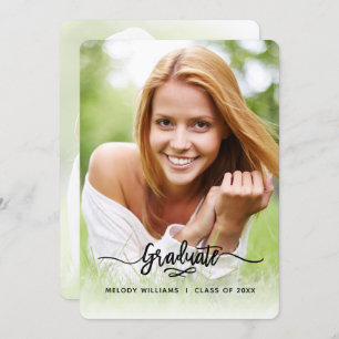 Brushed Modern Calligraphy 2 Photo Grad Party Invitation