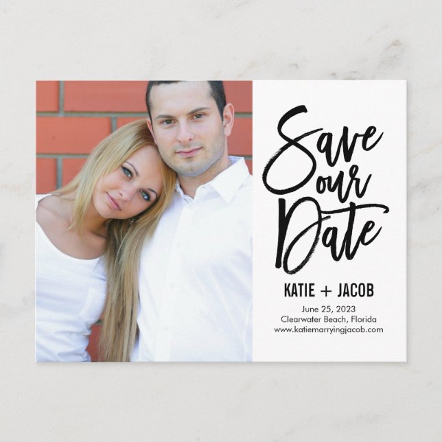 Brushed Modern Save The Date Postcard (Front)