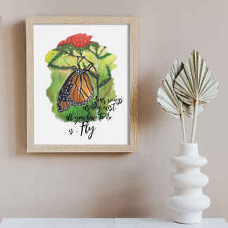 Brushed Monarch Butterfly Inspirational Quote Poster