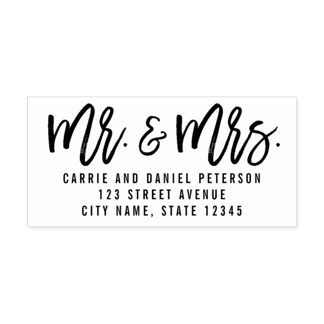 Brushed Mr and Mrs Personalized Rubber Stamp (Design)