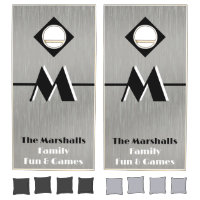 Brushed Nickel Look Black Monogram