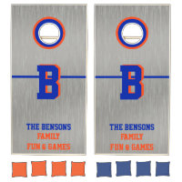 Brushed Nickel Look Blue and Orange Monogram
