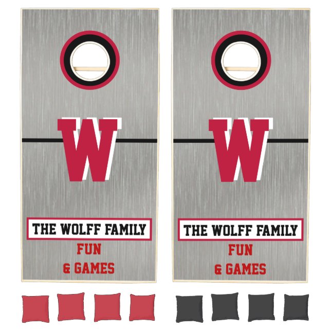 Brushed Nickel Look Monogram Cornhole Set (Set)