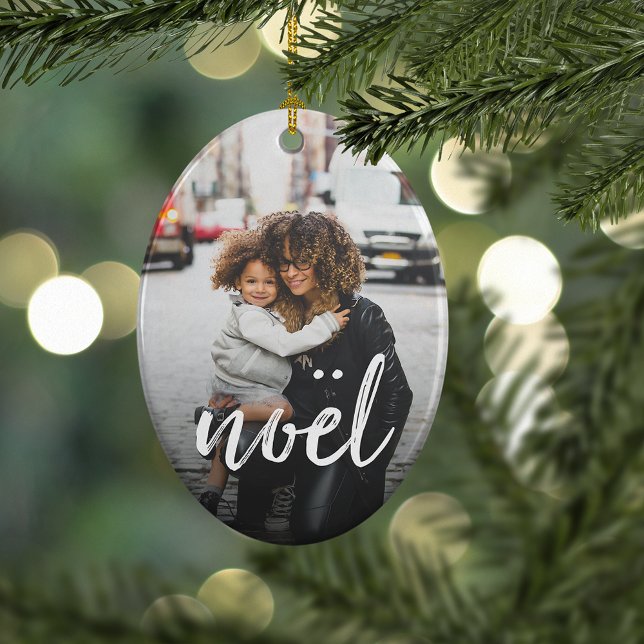 Brushed Noel | Personalized Photo Ceramic Ornament (Creator Uploaded)