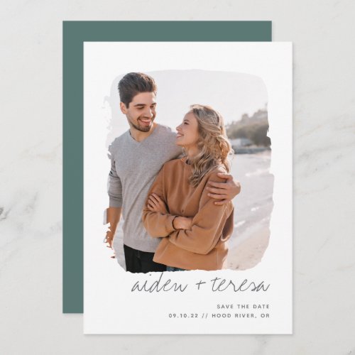 Brushed Outline  Vertical Photo Save The Date
