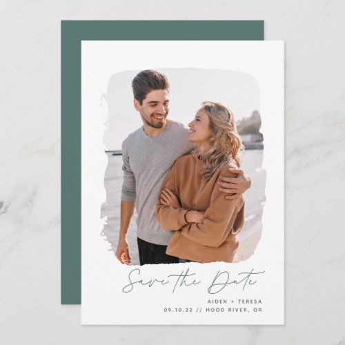 Brushed Outline  Vertical Photo Save The Date