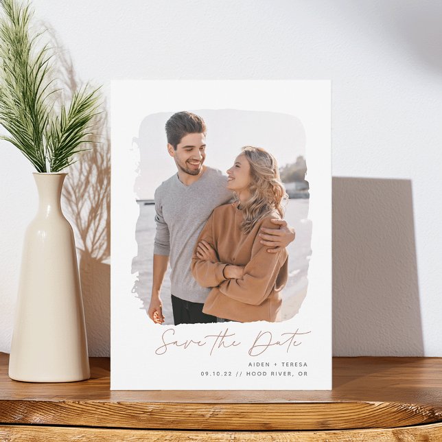 Brushed Outline | Vertical Photo Save The Date (Creator Uploaded)