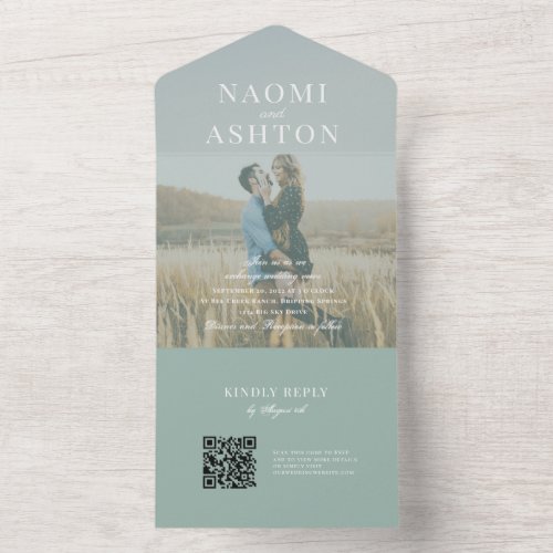 Brushed Overlay Wedding All In One Invitation