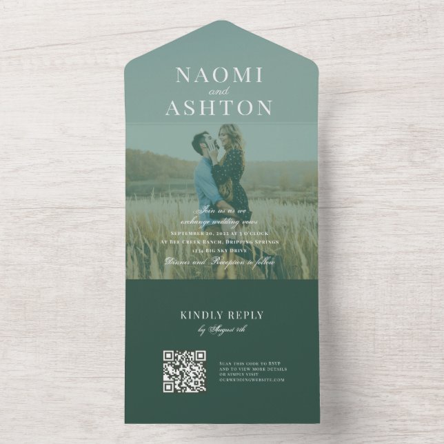 Brushed Overlay Wedding All In One Invitation (Inside)