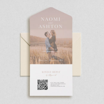 Brushed Overlay Wedding All In One Invitation by origamiprints at Zazzle