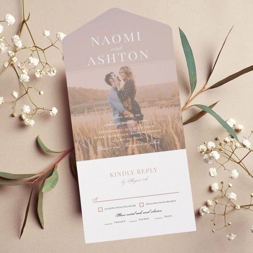 Brushed Overlay Wedding All In One Invitation