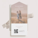 Brushed Overlay Wedding All In One Invitation<br><div class="desc">A modern photo wedding invitation with a white paint brush style border and traditional elegant typography.</div>