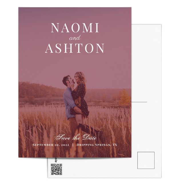 Brushed Overlay Wedding Save The Date Postcard (Creator Uploaded)