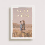 Brushed Overlay Wedding Save the Date Real Gold Foil Invitation<br><div class="desc">A modern photo wedding invitation with a white paint brush style border and traditional elegant typography.</div>