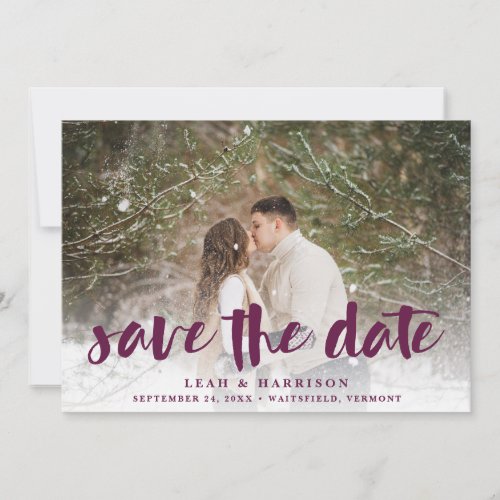 Brushed Overlay with Floral Backer  Photo Save The Date