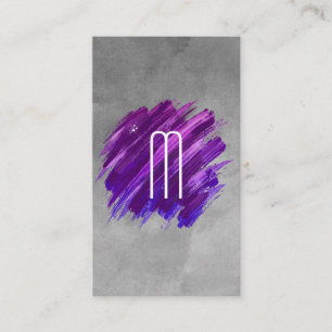 Brushed Paint Monogram Watercolor Business Card