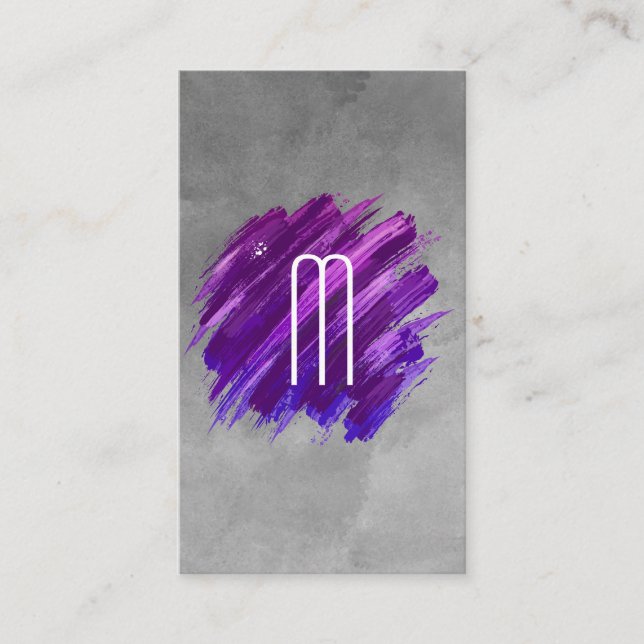 Brushed Paint | Monogram | Watercolor Business Card (Front)