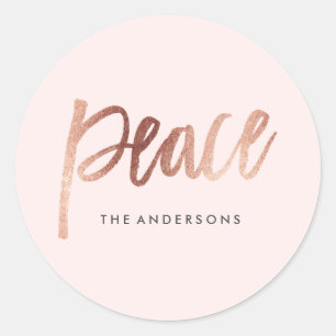 Brushed Peace Rose Gold Holiday Sticker