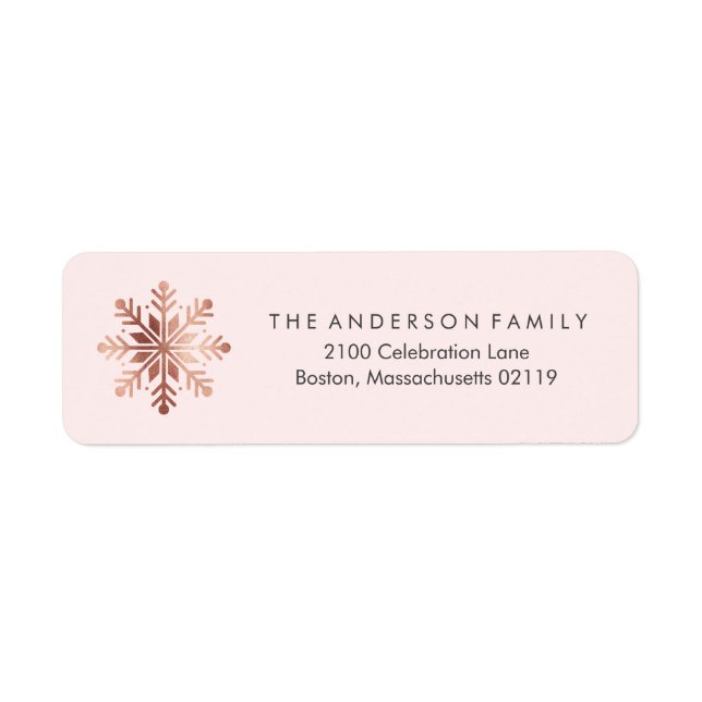 Brushed Peace Rose Gold Return Address Label (Front)