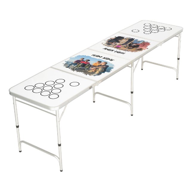 Brushed Photo Effect Fun Beer Pong Table (Angled)