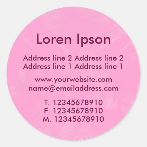 Brushed Pink Business  Profile Classic Round Sticker