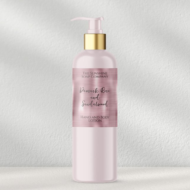 Brushed Pink Metal Cosmetics Bottle Label (Creator Uploaded)